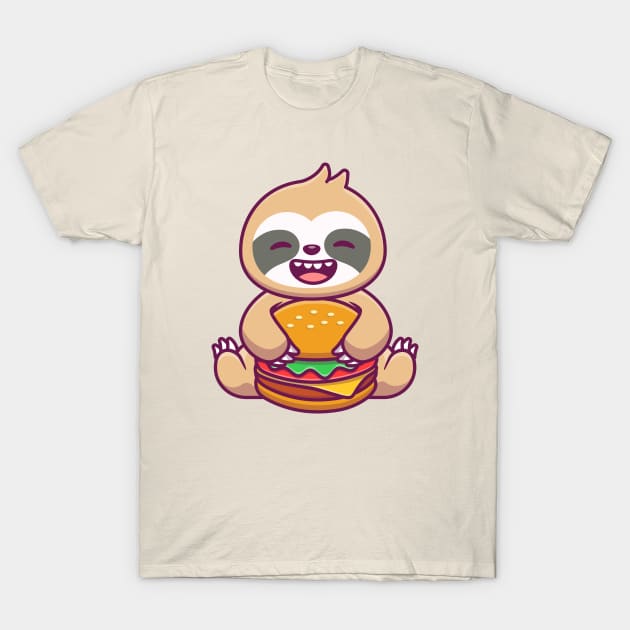 Cute Sloth Eating Burger T-Shirt by Catalyst Labs
